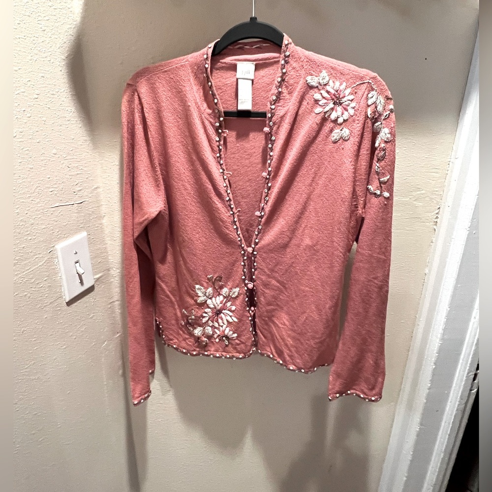 Vintage J Jill Dusky Pink Cardigan in size small